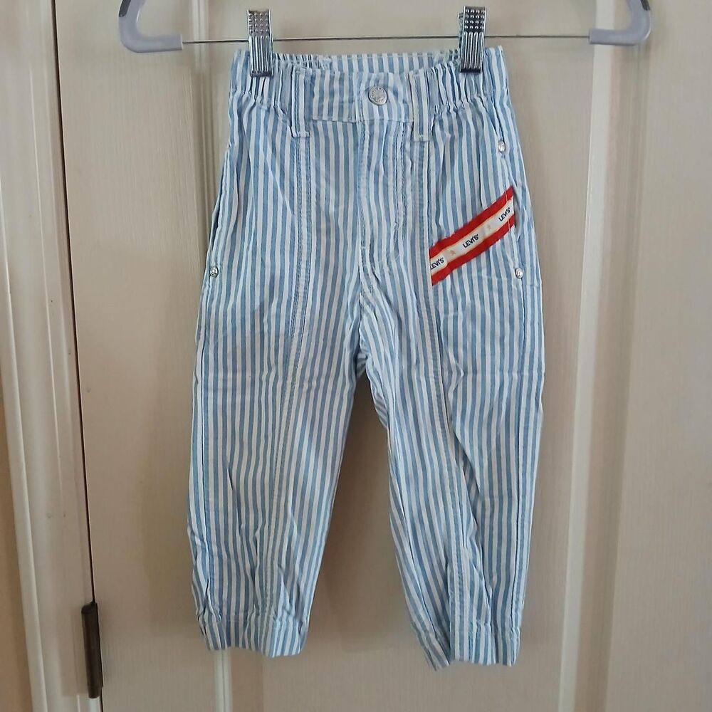 Vintage 80s Little Levi's Hickory Stripe Railroad Striped Pants 3T Retro Stripes